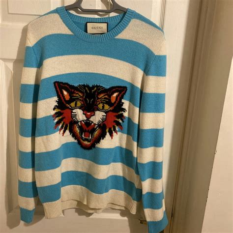 gucci angry cat sweater replica|Gucci feline necklace.